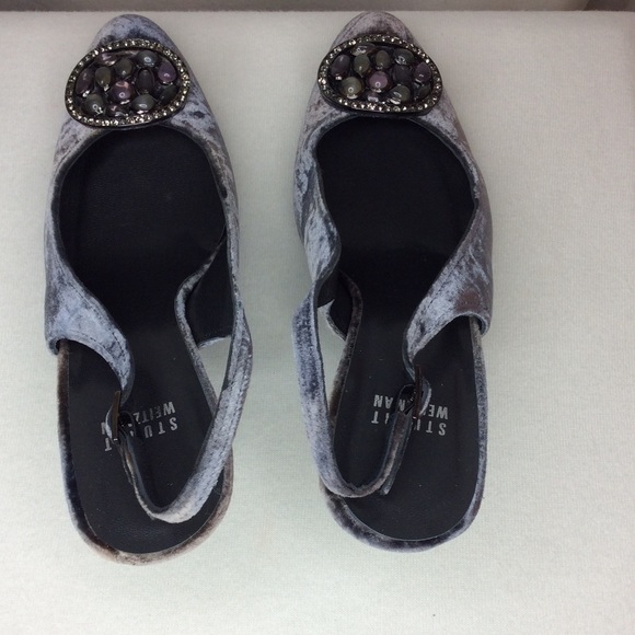 Stuart Weitzman velvet slingback heels Sz 7 1/2 M - Picture 7 of 15